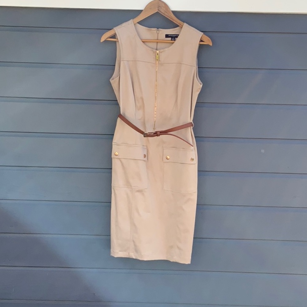 Khaki dress with belt